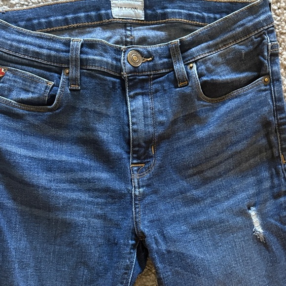 Hudson Jeans Classic Blue Ripped Skinny Denim Jeans Full length frayed hem - Picture 5 of 12